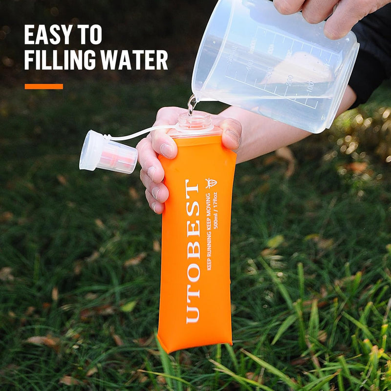 UTOBEST Soft Flask Running Water Bottle Collapsible Water Bottle for Trail Running Hydration Pack Hiking Cycling Climbing 150ML/250ML/350ML/450ML/500ML/550ML