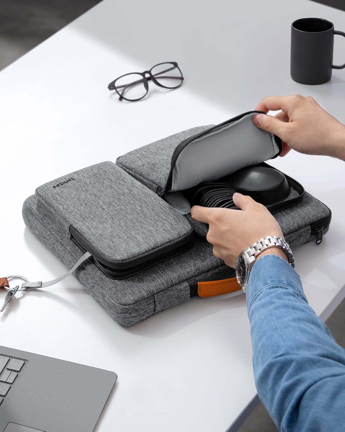 tomtoc 360 Protective Laptop Sleeve for 14-inch MacBook Pro M4/M3/M2/M1 Pro/Max 2024-2021, 13.5-14.4 Inch Surface Laptop Studio 2/6/5, Water-Resistant Carrying Case for ASUS VivoBook/ZenBook 14
