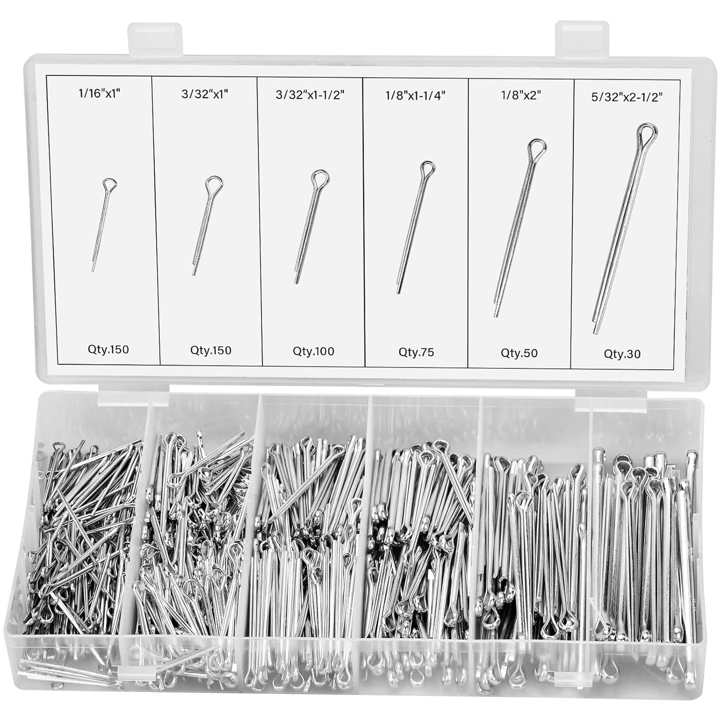 OLCANA 25 Pieces Cotter Pin Assortment Kit 5 Size M1.2 -M3.5 Stainless Steel R Hitch Pin Clips for Tractor Truck Tillage Machine, Retaining Pins