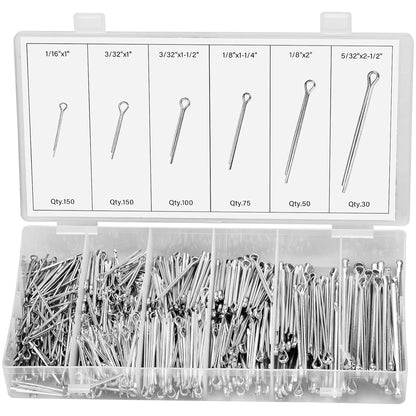 OLCANA 25 Pieces Cotter Pin Assortment Kit 5 Size M1.2 -M3.5 Stainless Steel R Hitch Pin Clips for Tractor Truck Tillage Machine, Retaining Pins