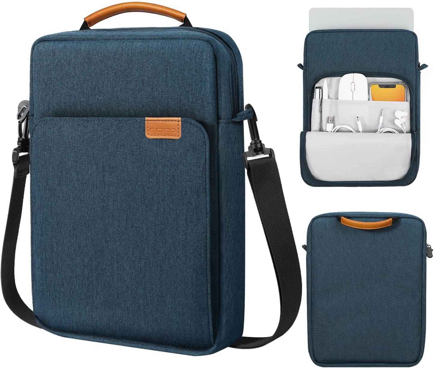 MoKo 13.3-14 Inch Laptop Sleeve Bag Fits MacBook Pro M3/M2 14" 2023, MacBook Pro 13" M2, New MacBook Air 13.6" M3/M2 2024/2022,Tab S8 Ultra 14.6",Handle Carrying Case with Shoulder Strap, Black & Gray - PuriLite