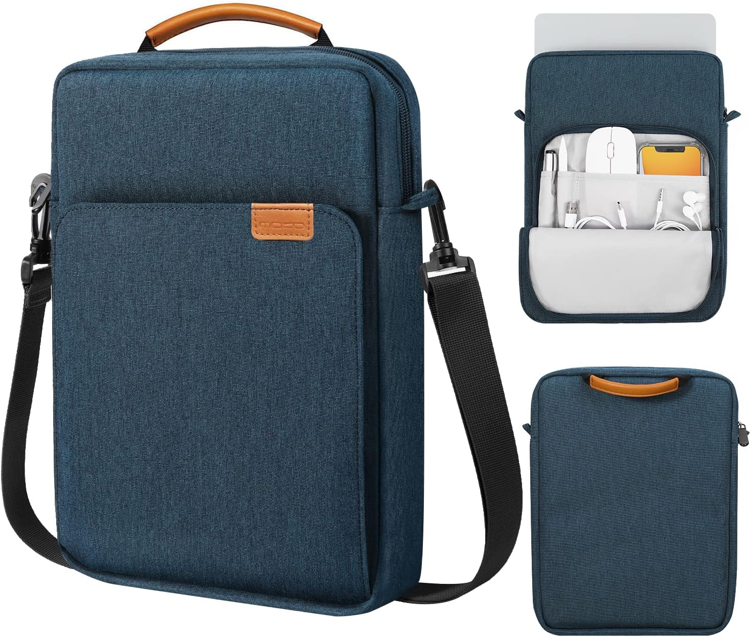 MoKo 13.3-14 Inch Laptop Sleeve Bag Fits MacBook Pro M3/M2 14" 2023, MacBook Pro 13" M2, New MacBook Air 13.6" M3/M2 2024/2022,Tab S8 Ultra 14.6",Handle Carrying Case with Shoulder Strap, Black & Gray - PuriLite