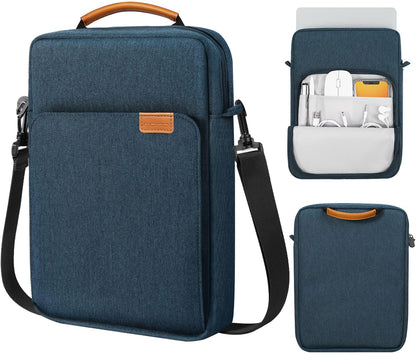 MoKo 13.3-14 Inch Laptop Sleeve Bag Fits MacBook Pro M3/M2 14" 2023, MacBook Pro 13" M2, New MacBook Air 13.6" M3/M2 2024/2022,Tab S8 Ultra 14.6",Handle Carrying Case with Shoulder Strap, Black & Gray - PuriLite