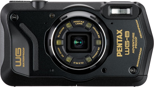 PENTAX WG-8 Black All-Weather Adventure Camera, Featuring Outstanding Waterproof, dustproof, Shock-Resistant Performance, Multi-Application Ring Light for Macro Photography and Webcam Function