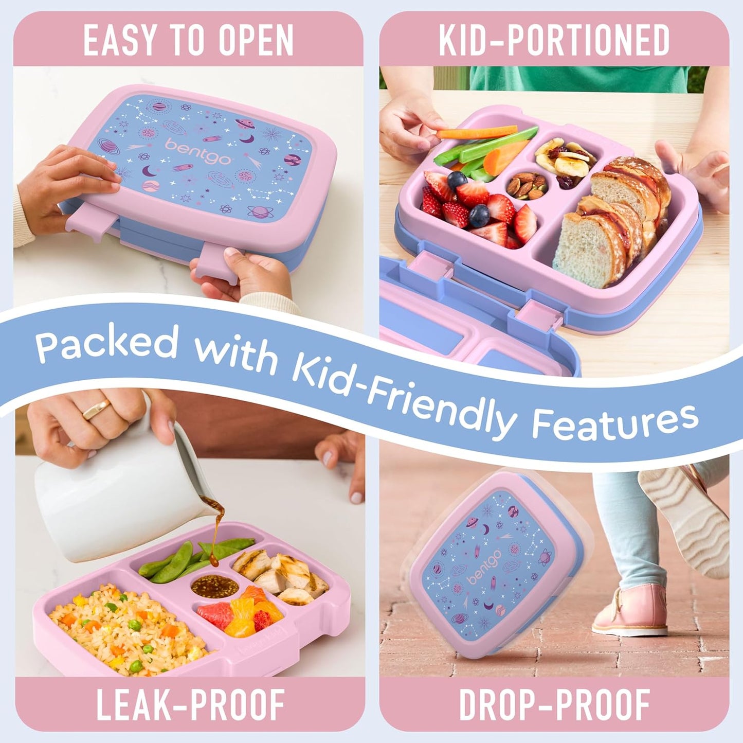 Bentgo Kids Prints Leak-Proof, 5-Compartment Bento-Style Kids Lunch Box - Ideal Portion Sizes for Ages 3-7, Durable, Drop-Proof, Dishwasher Safe, & Made with BPA-Free Materials (Green Rainbow)