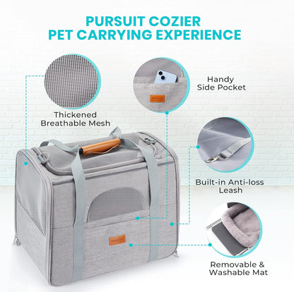 Morpilot Cat Carrier Soft - Portable Pet Carrier for Small or Medium Cats, Dogs and Puppy up to 14lbs, Airline Approved Dog Carrier with Safety Buckle - (Dark Gray)
