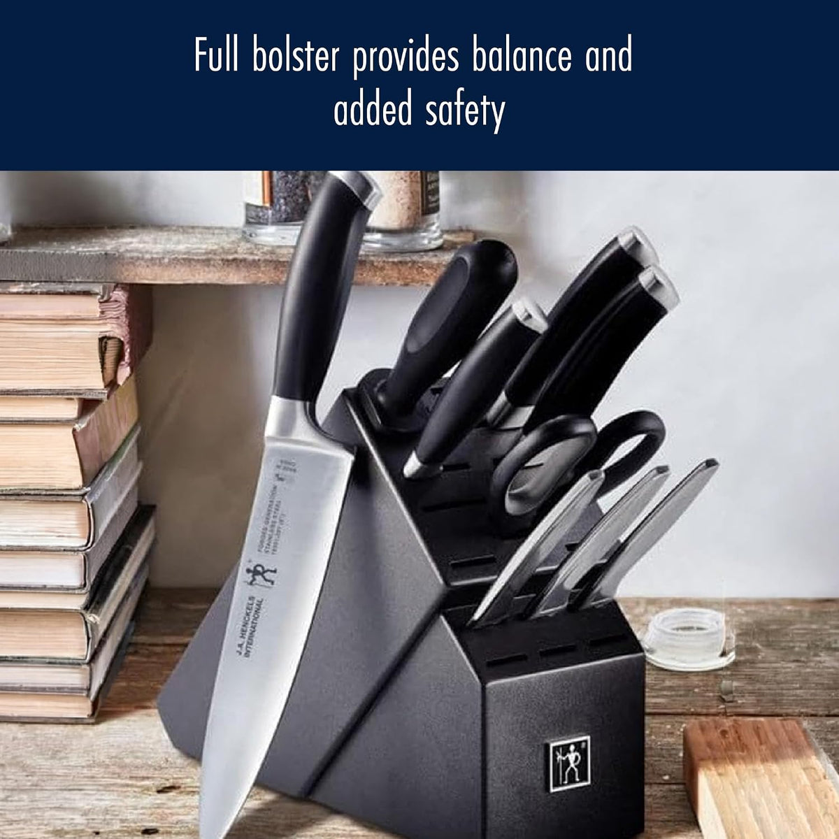 HENCKELS Forged German Stainless Steel 14 Pc Knife Block Set - Ultra Sharp Blades, Professional Chef's Knife Set, Knife Set with Block, Kitchen Knife Set, Dishwasher Safe - Black