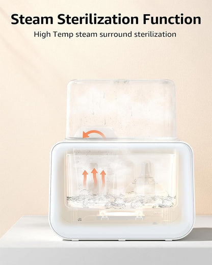 Baby Bottle Warmer, 8-in-1 Fast Milk Warmer with Timer Breastmilk or Formula, Fits 2 Bottles, Accurate Temperature Control, with Defrost, Sterili-zing, Keep, Heat Baby Food Jars Function