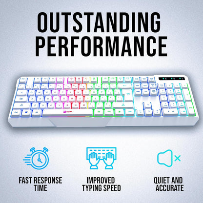 KLIM  Chroma Wireless Gaming Keyboard RGB New - Long-Lasting Rechargeable Battery - Quick and Quiet Typing - Water Resistant Backlit Wireless Keyboard for PC PS5 PS4 Mac - Black