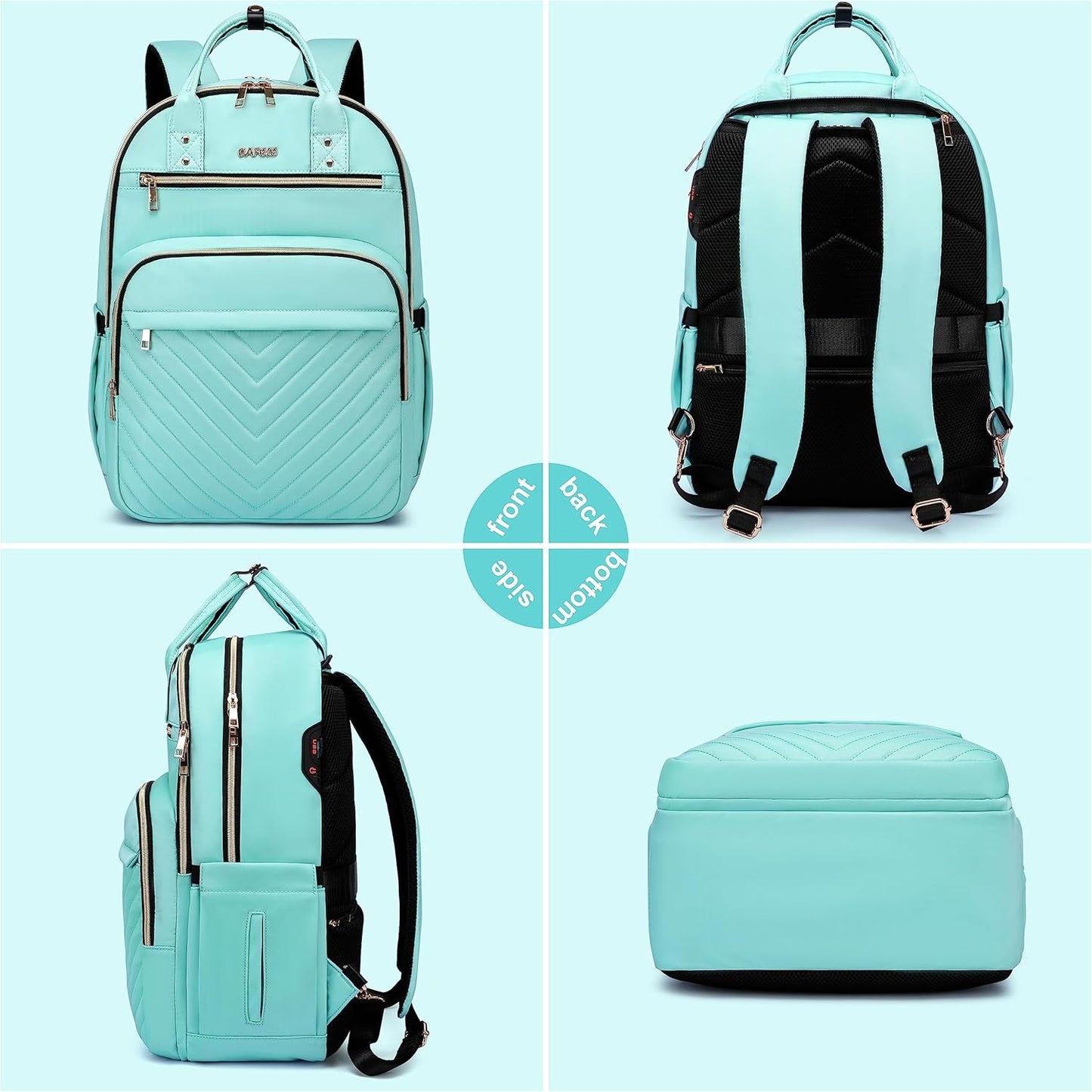 Laptop Backpack for Women Men, Water Resistant Travel Work Backpacks Purse Stylish College Business Teacher Nurse Computer Bag, Fits 17.3" Laptop Light Blue