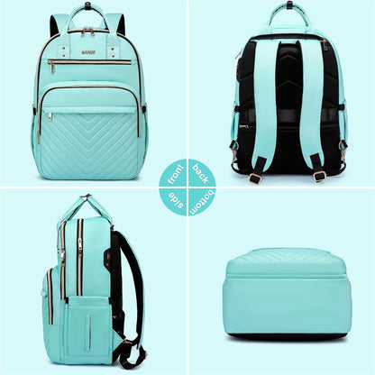 Laptop Backpack for Women Men, Water Resistant Travel Work Backpacks Purse Stylish College Business Teacher Nurse Computer Bag, Fits 17.3" Laptop Light Blue