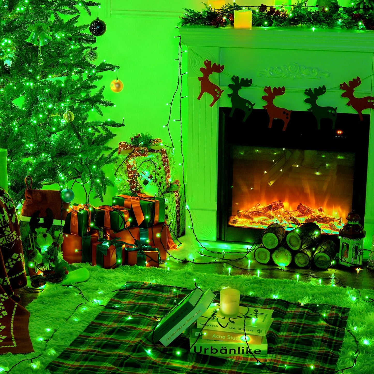 JMEXSUSS 66ft 200 LED Halloween Lights Outdoor, Orange String Lights Clear Wire, 8 Modes Orange Halloween Christmas String Lights Plug in for Tree Indoor Patio Garden Thanksgiving Decorations