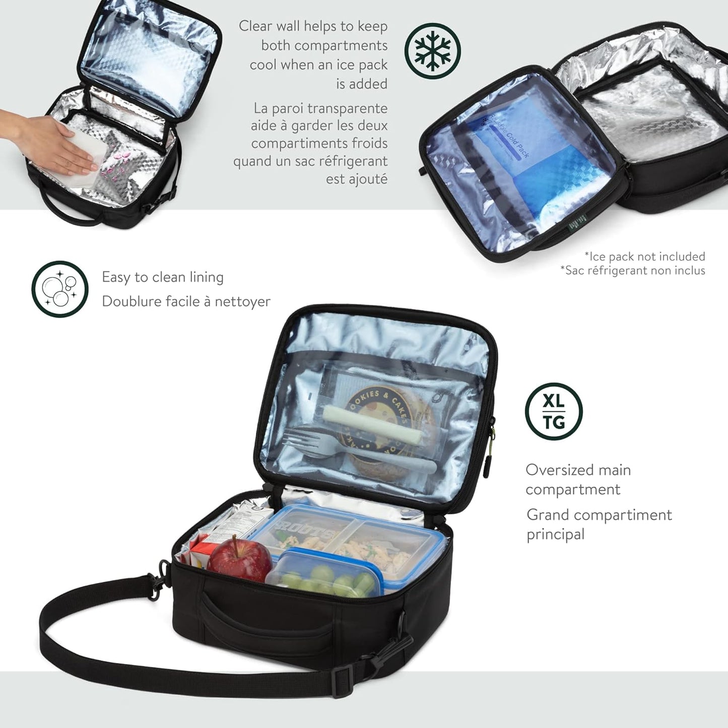 Roots Original 3-in-1 Matching Water Resistant Backpack and Lunch Bag Set with Bonus Pencil Case - Made From 100% Recycled Fabrics - 33 litres, Blue, Large