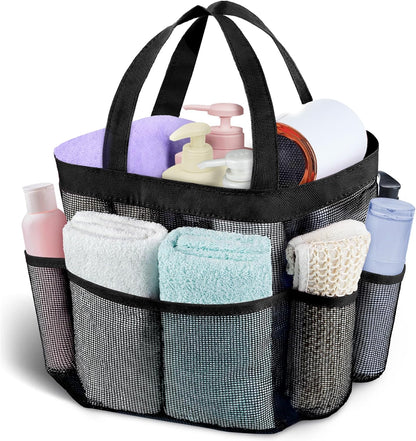Attmu Mesh Shower Caddy Portable for College Dorm Room Essentials with 8 Pockets, Hanging Shower Caddy Basket Tote Bag Toiletry Accessories for Bathroom