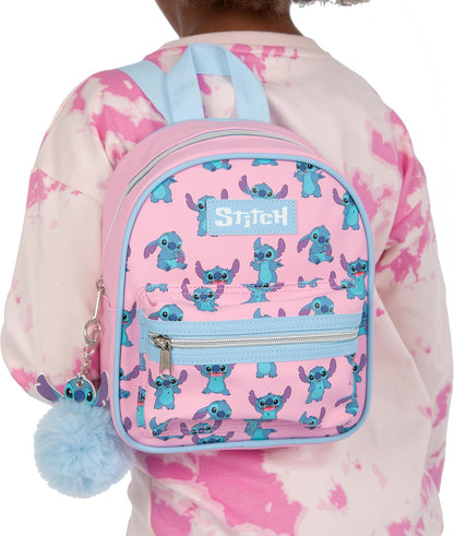 Disney Mini Backpack With Stitch Keychain | Girls Lilo And Stitch Bag | Mini Backpack For Girls | One Size Pink