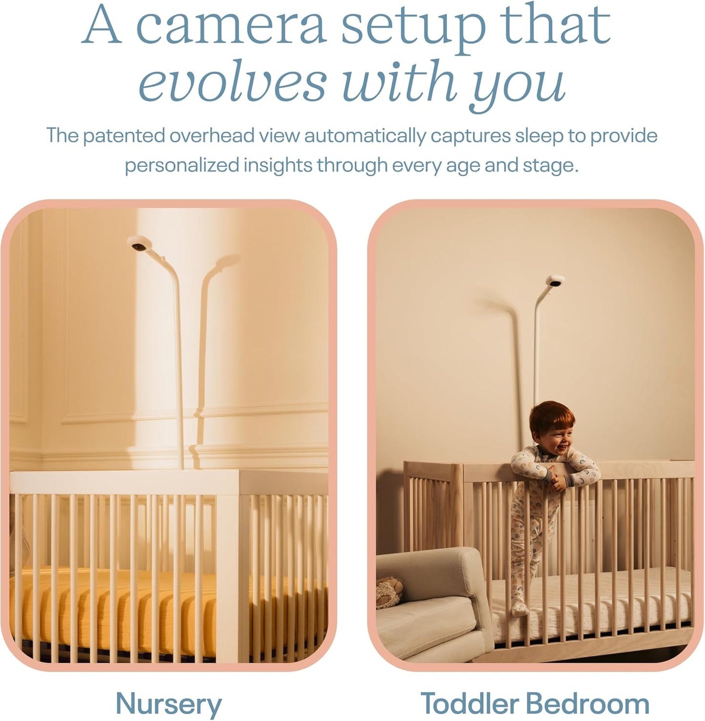 Pro Smart Baby Monitor | 1080p HD Wi-Fi Camera | Breathing Band | Sleep Tracking | 2-Way Audio | Floor Stand | White