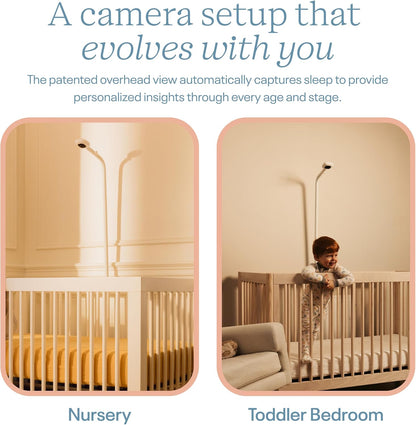 Pro Smart Baby Monitor | 1080p HD Wi-Fi Camera | Breathing Band | Sleep Tracking | 2-Way Audio | Floor Stand | White
