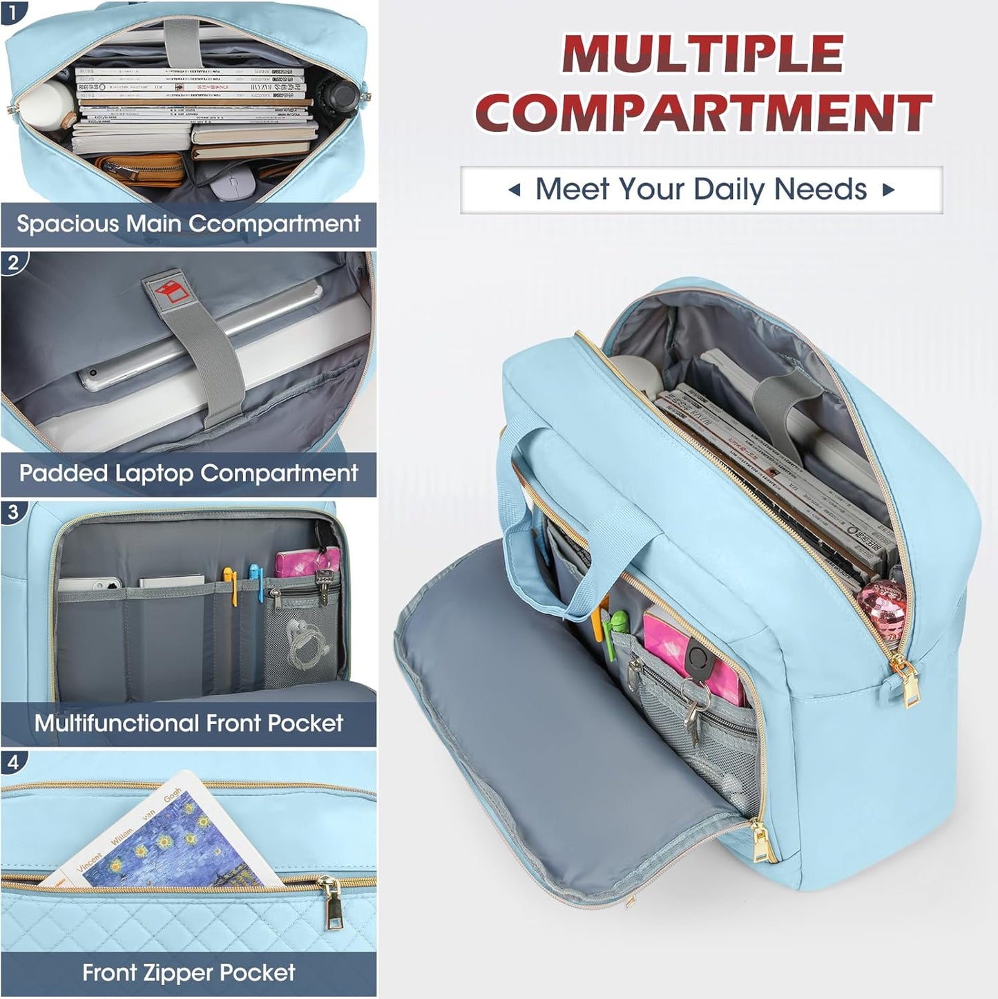 Laptop Bag 17 Inch Laptop Briefcase for Women Waterproof Computer Messenger Bag Professional Laptop Case for Business Work - PuriLite