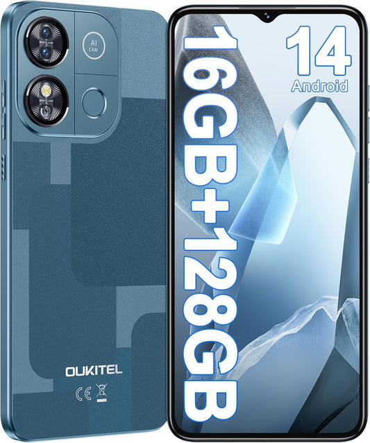 OUKITEL C57 PRO Unlocked Cell Phone Android 14 Phone Unlocked 16GB+128GB/TF 1TB Expandable 4G Dual Sim Smartphone 6.52'' HD+ Large Screen 4300mAh Face Unlock Telephone