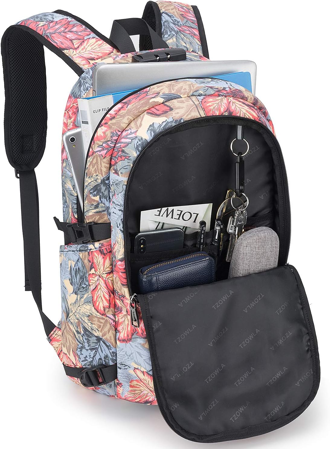 Tzowla Laptop Travel Slim School Backpack Water Resistant Anti-Theft Bag with USB Charging Port and Lock 15.6 Inch Computer Business Backpacks for Men Women College Student Gift,Bookbag Casual Daypack