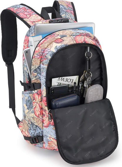 Tzowla Laptop Travel Slim School Backpack Water Resistant Anti-Theft Bag with USB Charging Port and Lock 15.6 Inch Computer Business Backpacks for Men Women College Student Gift,Bookbag Casual Daypack