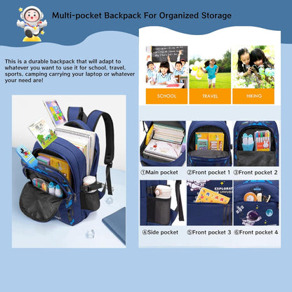 MITOWERMI Astronaut-space Backpack for Boys-Girls Elementary Middle School Bags for Girls Kids Bookbag