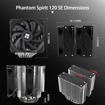 Thermalright Phantom Spirit 120 CPU Cooler,7×6mm Heat Pipes CPU Air Cooler,Dual PWM Fan Computer Cooling,1500RPM Speed,for AMD AM4 AM5/Intel 1700/1851/1150/1151/1200/17XX/2011