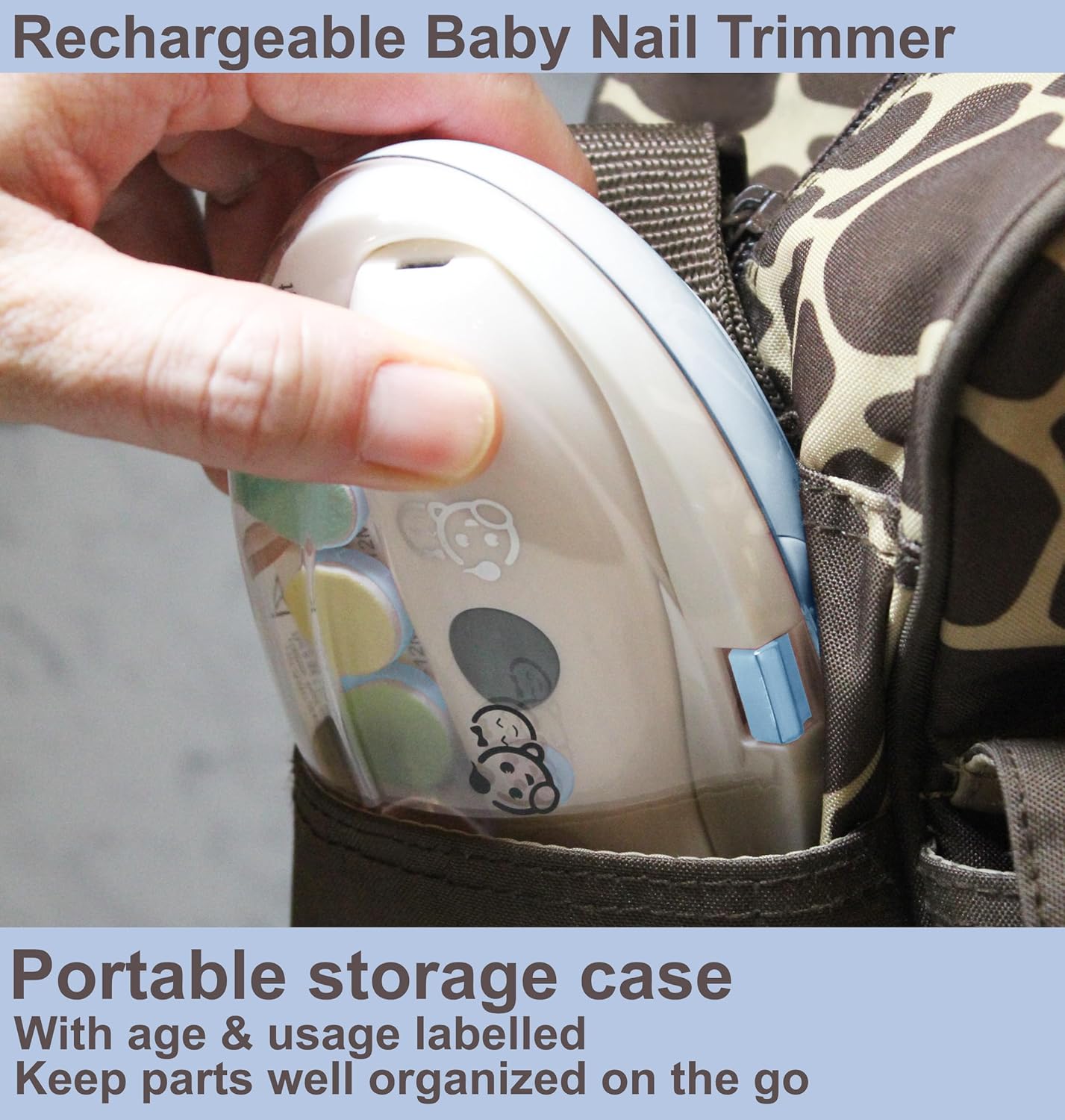 Royal Angels Rechargeable Baby Nail Clippers 20 in 1, Safe Electric Nail Trimmer, Baby Nail Kit, Additional Replacements, Newborn Toddler Toes and Fingernails, Trim and Polish (Rechargeable, Snow)