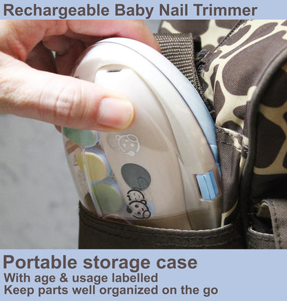 Royal Angels Rechargeable Baby Nail Clippers 20 in 1, Safe Electric Nail Trimmer, Baby Nail Kit, Additional Replacements, Newborn Toddler Toes and Fingernails, Trim and Polish (Rechargeable, Snow)