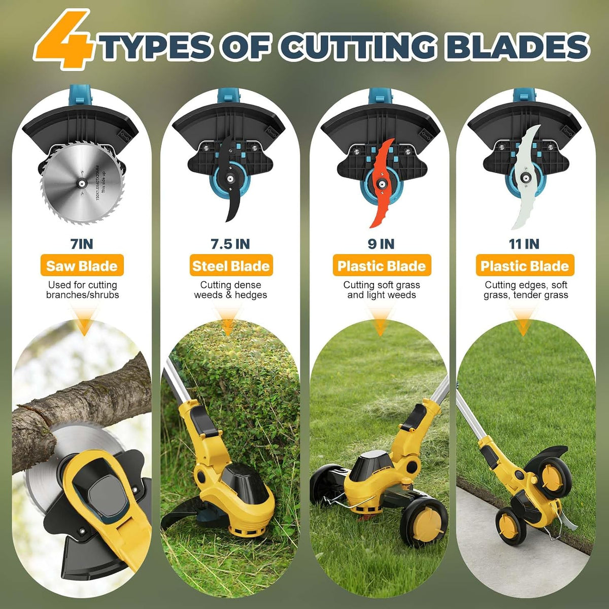 11 Inch Weed Wacker Cordless Compatible with DEWALT 20V MAX Battery
