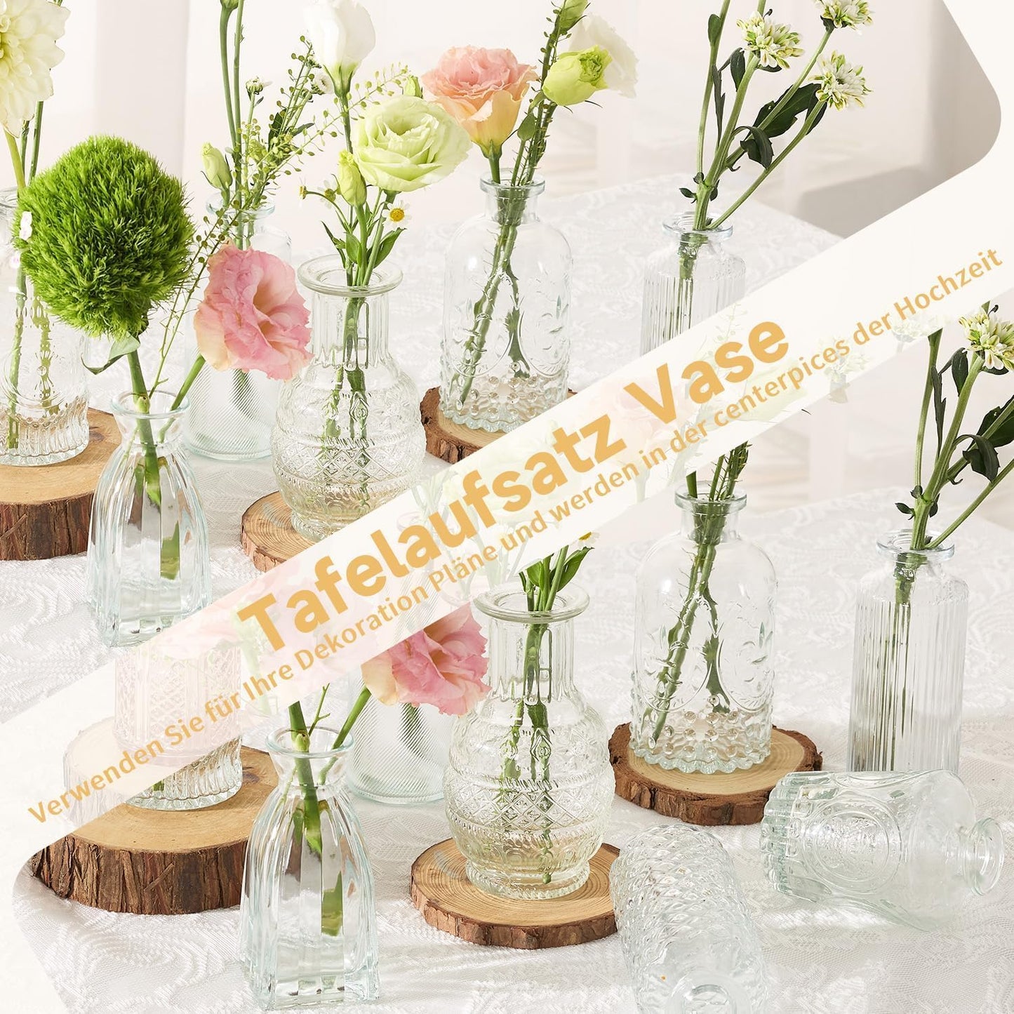 Sawoake Mini Bud Vases As Wedding Centerpieces for Tables,Clear Bud Vases for Flowers,Small Flower Vases Suitable for Birthday Party,Anniversary,Wedding Reception,Baby Shower (Clear-12PCS)