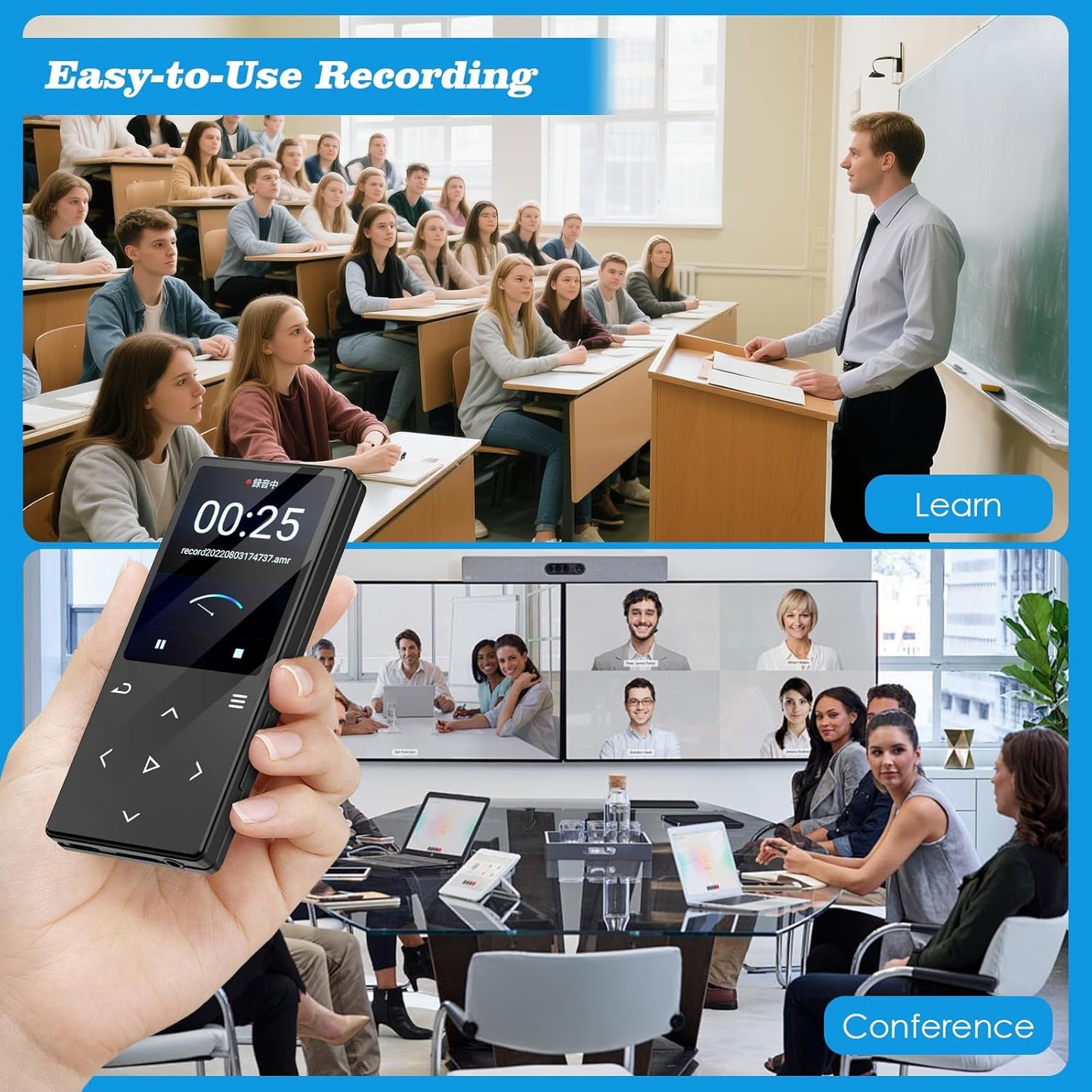 MP3 Player with Bluetooth: 128GB Digital Music MP3 Player for Kids Muisc Player Ages 8-12 Kids Music Player with Built-in HD Speaker FM Radio Voice Recorder HiFi Sound E-Book Reader