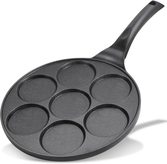 KRETAELY Nonstick Pancake Pan Pancake Griddle with 7-Mold Design Mini Pancake Maker with PFOA Free Coating-Black