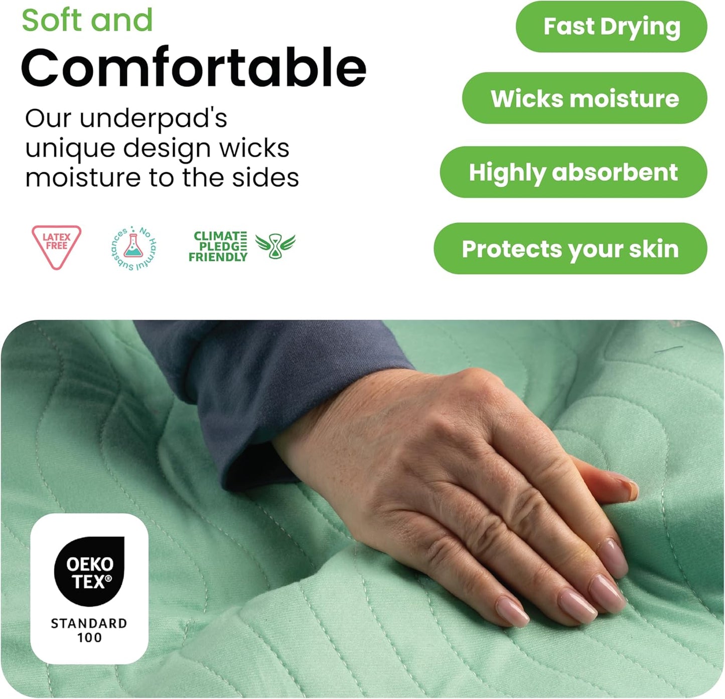 IMPROVIA® Washable Underpads, 34" x 36" (Pack of 4) - Heavy Absorbency Reusable Bedwetting Incontinence Pads for Kids, Adults, Elderly, and Pets - Waterproof Protective Pad for Bed, Couch, Sofa, Floor