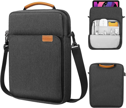 MoKo 13.3-14 Inch Laptop Sleeve Bag Fits MacBook Pro M3/M2 14" 2023, MacBook Pro 13" M2, New MacBook Air 13.6" M3/M2 2024/2022,Tab S8 Ultra 14.6",Handle Carrying Case with Shoulder Strap, Black & Gray - PuriLite