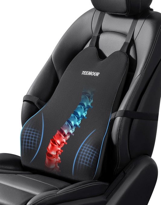 Lumbar Support Pillow for Office Chair Car Sitting Posture Back Support Memory Foam Back Cushion for Driving, Lumbar Comfort for Long Sitting, Truck with Three Adjustable Straps