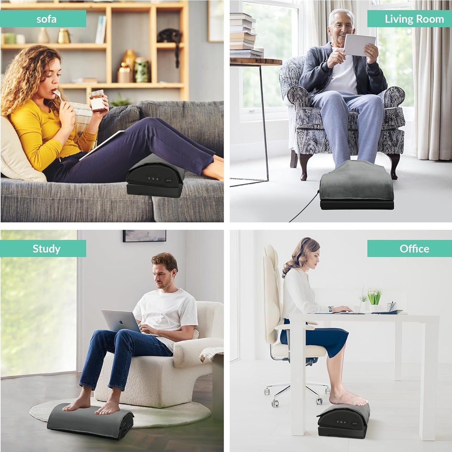Snailax Foot Rest Under Desk at Work, 2 Heating Levels, 3 Vibrating Massage Modes, Heated Ergonomic Foot Stool with Adjustable Height, Office & Gaming Home Use, Grey
