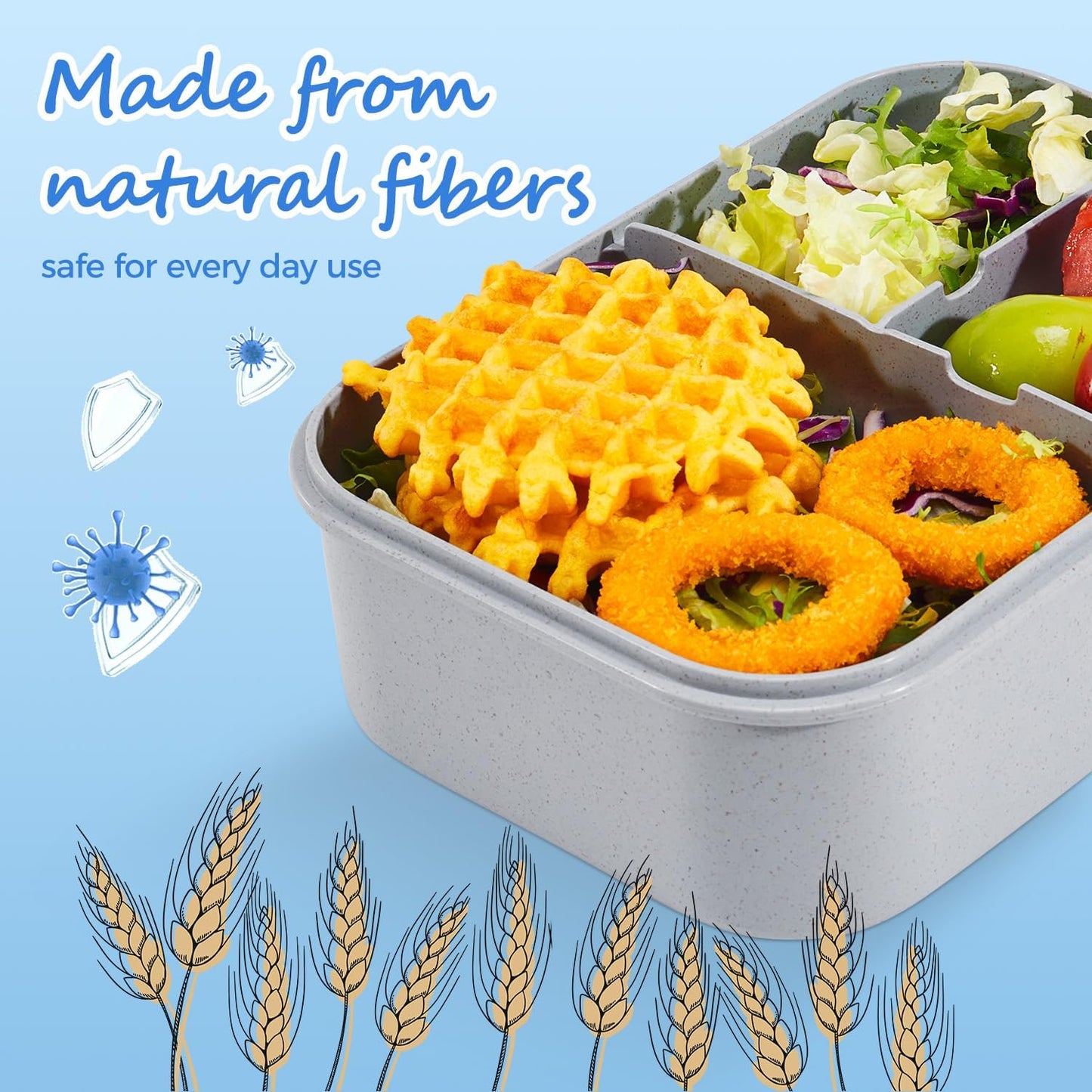 MISS BIG® Bento Box,Lunch Box Adult,Ideal Leak Proof Lunch Containers,Mom's Choice Lunch Box for Kids,No BPAs and No Chemical Dyes,Microwave and Dishwasher Safe Lunch Container (1900ml White)