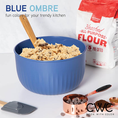 COOK WITH COLOR Prep Bowls with Lids- 8 Piece Nesting Plastic Small Mixing Bowl Set with Lids (Teal Ombre)