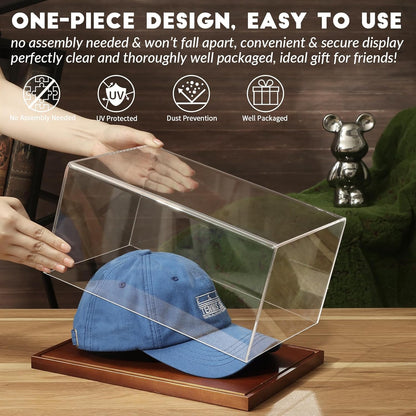 JupDec Baseball Display Case, Clear Cube Baseball Holder with Wooden Base, Autograph Baseball Stand Box for Single Ball, Acacia Wood, Brown, 1 Pack