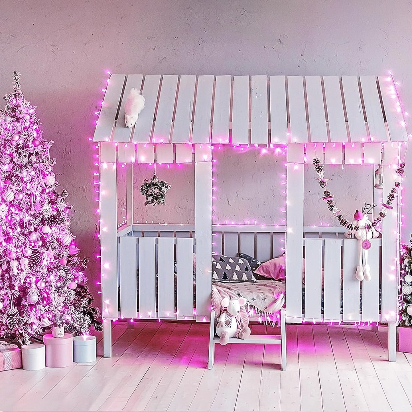 JMEXSUSS 66ft 200 LED Halloween Lights Outdoor, Orange String Lights Clear Wire, 8 Modes Orange Halloween Christmas String Lights Plug in for Tree Indoor Patio Garden Thanksgiving Decorations