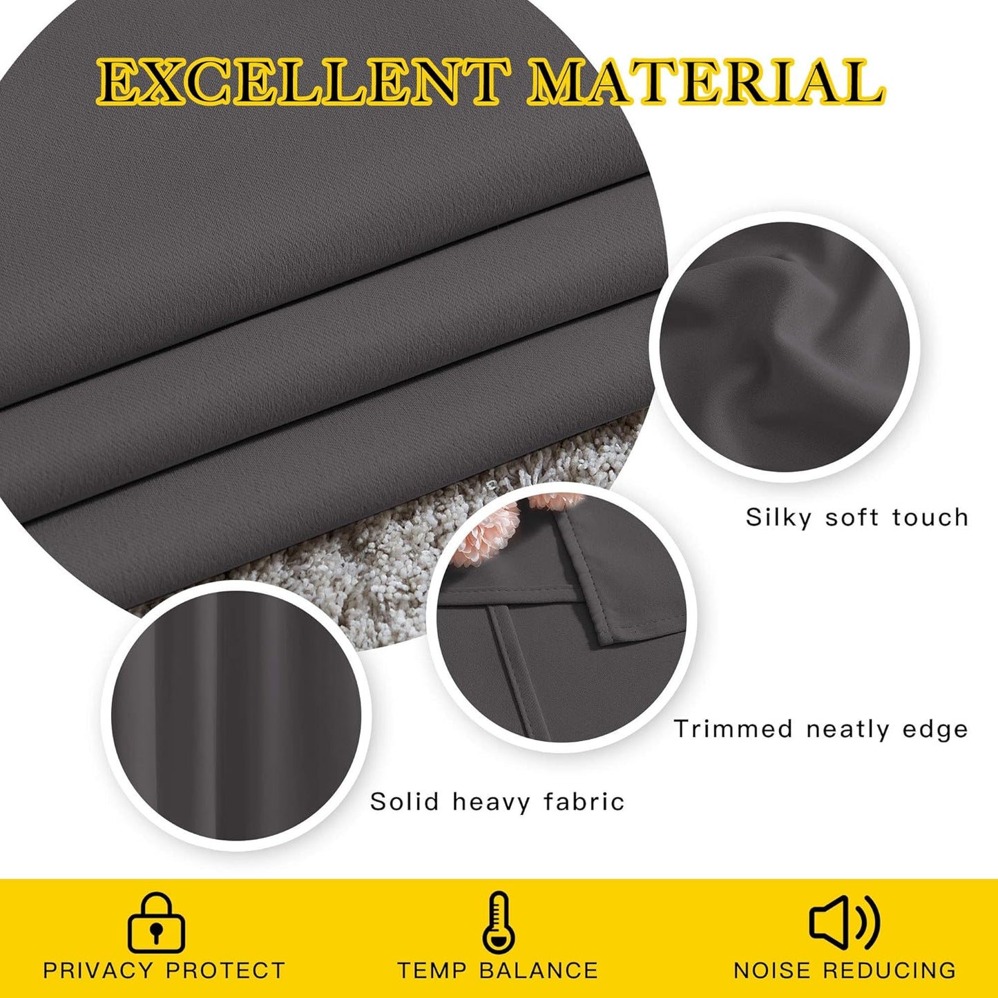 NICETOWN Blackout Curtains 2 Panels for Bedroom- Thermal Insulated Grommet Blackout Curtains 63 Inches Long for Living Room/Kitchen Rideaux occultants (2 Panels, W42 x L63 -Inch,Grey)