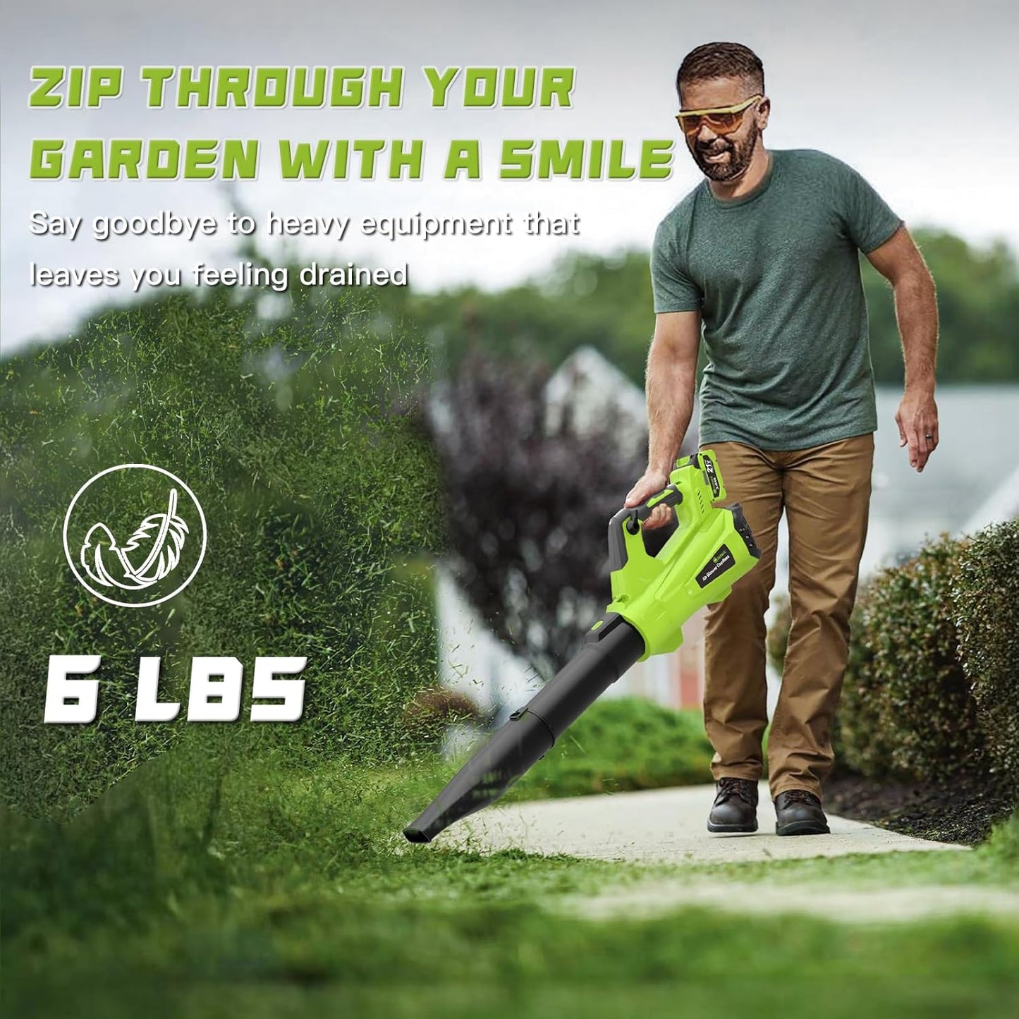 GREENER 21V Leaf Blower Cordless - 460CFM/145MPH Turbo Mode Electric Leaf Blower with 2 X 4.0Ah Battery and Fast Charger Included, Blowing Leaves and Dust, Patio Cleaning