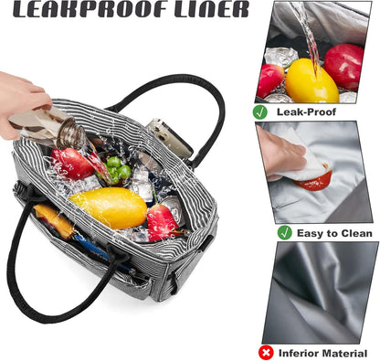 Lunch Bag for Women, Insulated Lunch Box for Work, Large Leakproof Cooler Purse with Side Pockets & Removable Shoulder Strap Women's Lunch Tote Bag for Picnic Work Beach Cute Lunch Bags (Heart)