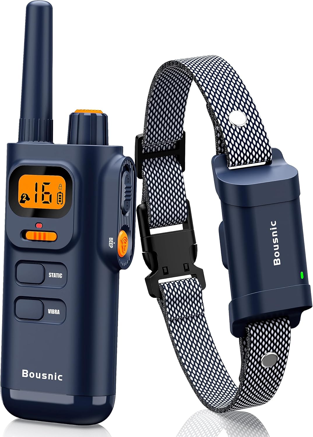 Bousnic Dog Shock Collar with Remote - [New Edition] 4000FT Dog Training Collar for Large Medium Small Dogs (8-120lbs) Waterproof Rechargeable E Collar with Beep, Vibration, Safe Shock (Bright Blue)