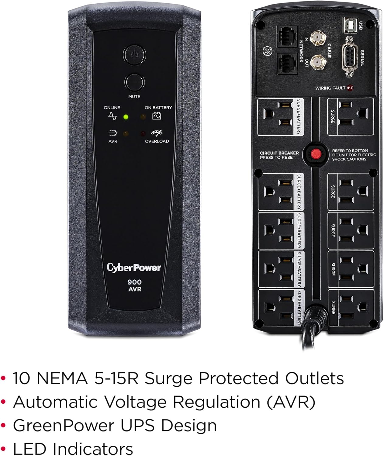 CyberPower CP685AVRG AVR UPS System, 685VA/390W, 8 Outlets, Compact