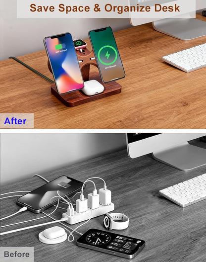 Magnetic Dual Wireless Charger for Smart Phone Multiple Devices, Two Phone Charging Station & Smart Watch