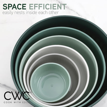 COOK WITH COLOR Prep Bowls with Lids- 8 Piece Nesting Plastic Small Mixing Bowl Set with Lids (Teal Ombre)