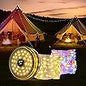 RISEMART Camping String Lights Retractable 33FT, Camping Lights with Solar Charging Waterproof Rollable String Lights Outdoor with 5 Lighting Modes for Tent Hiking Yard Party Festival Decoration
