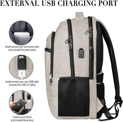 Backpack for Men and Women, School Backpacks for Teen Boys and Girls, Black Water Resistant Back Pack, Business Men Sturdy Computer Bag with USB Charging Port, Gifts